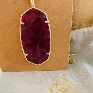 Kendra Scott Gold Necklace with Deep Red Pendant
